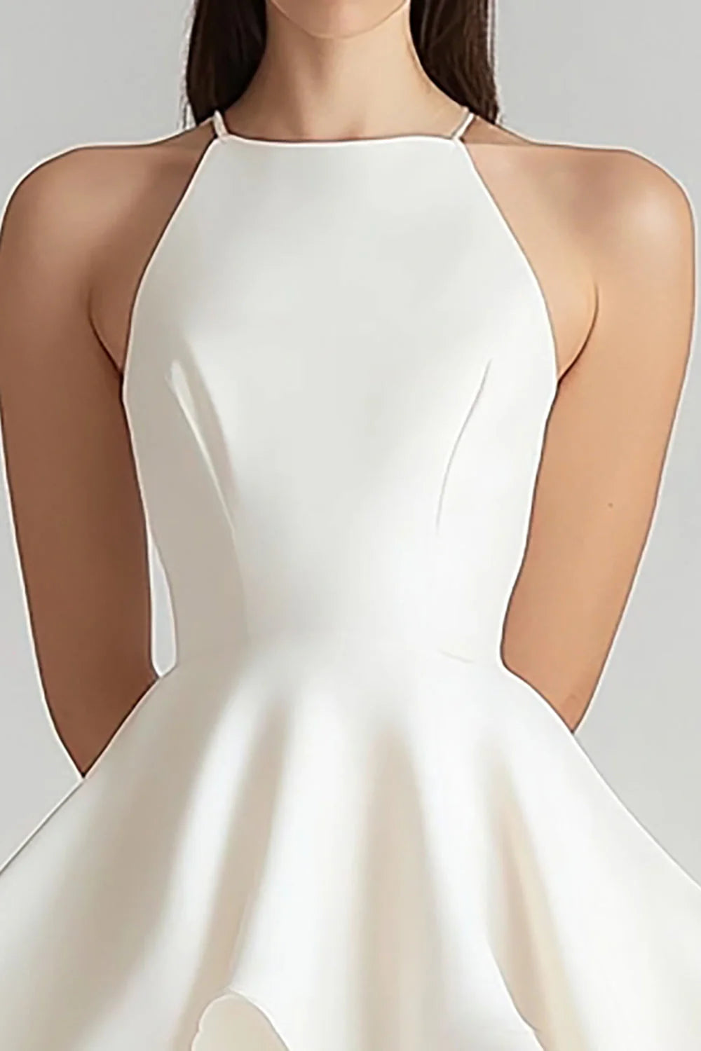 Ivory Chiffon A Line Short Graduation Dress with Ruffles