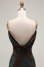 Dark Green Mermaid Velvet Long Wedding Guest Dress with Slit