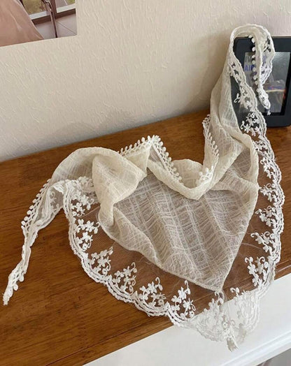 Huachi White Bandanas Head Scarf Headband for Women’s Hair - Lace Hair Scarf Bandana Headband - Cute Stylish Head Kerchief Summer Accessories