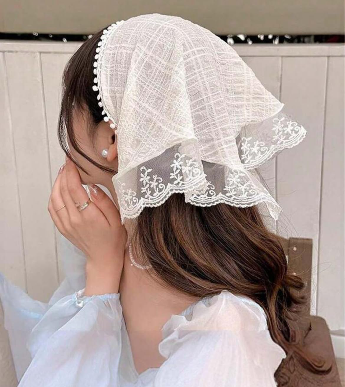 Huachi White Bandanas Head Scarf Headband for Women’s Hair - Lace Hair Scarf Bandana Headband - Cute Stylish Head Kerchief Summer Accessories