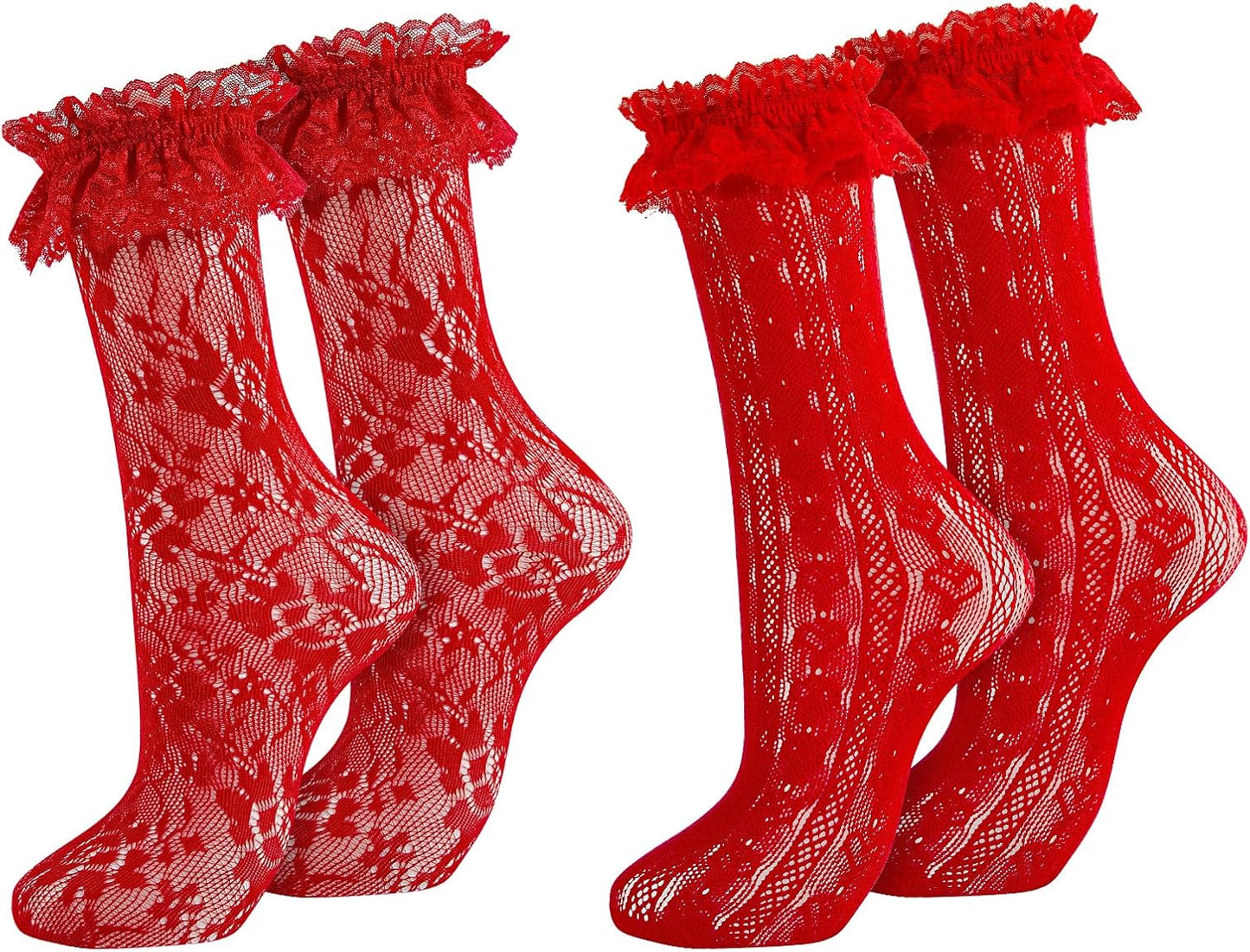 Womens Lace Ankle Socks Ruffle Frilly Dress Socks Sexy Mesh Lace Trim Lolita Sock Lacy Ruffled Bootie Sock for Woman