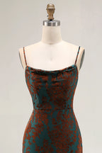 Dark Green Mermaid Velvet Long Wedding Guest Dress with Slit