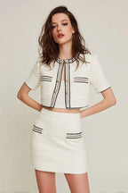 White Tweed Blazer 2 Piece Short Pageant Interview Outfits