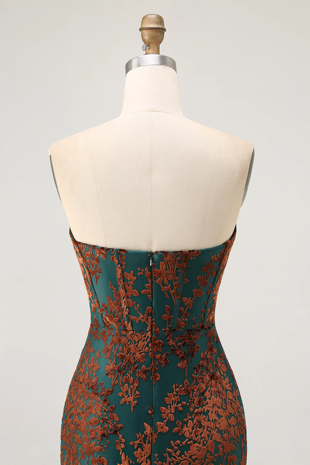 Peacock Green Velvet Mermaid Corset Long Wedding Guest Dress with Slit